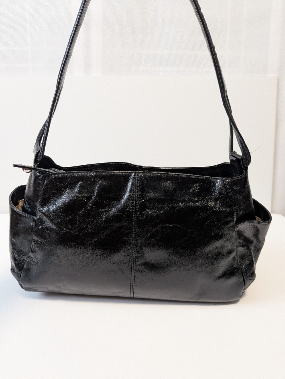 HOBO Women's Int'l Shiny Black Leather Shoulder Bag
